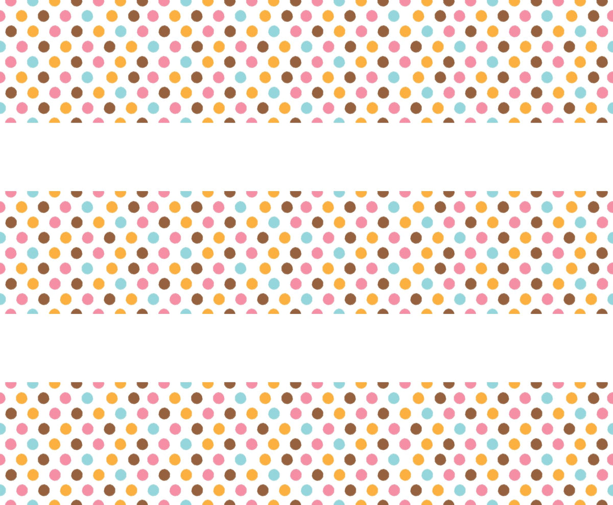 Multicolor Polka Dots on White Edible Image Cake Border Strips, by Party Poppin Cake Toppin. (1 Count)