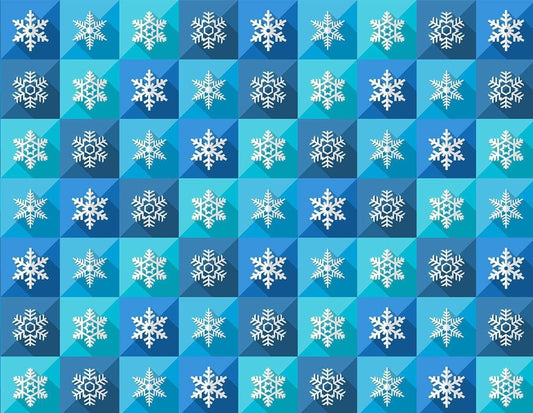 Blue Snowflake Winter Christmas Pattern On Edible Image Chocolate Transfer Sheet. Apply To Your Custom Chocolate Treats