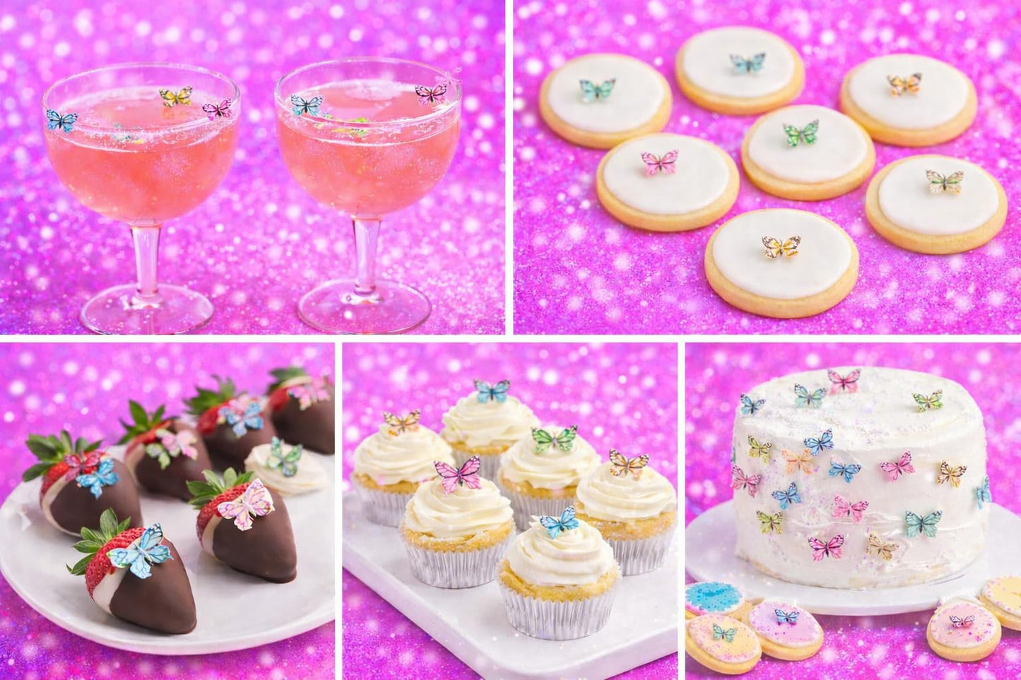 Party Poppin Cake Toppin' Adorable Miniature Edible Butterflies For Cakes, Cookies, Drink Rims, Cupcakes & More!