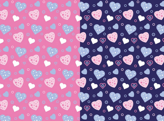 Pink, Purple & White Heart Pattern Edible Image Photo Cake Topper For Quarter Sheet Cake