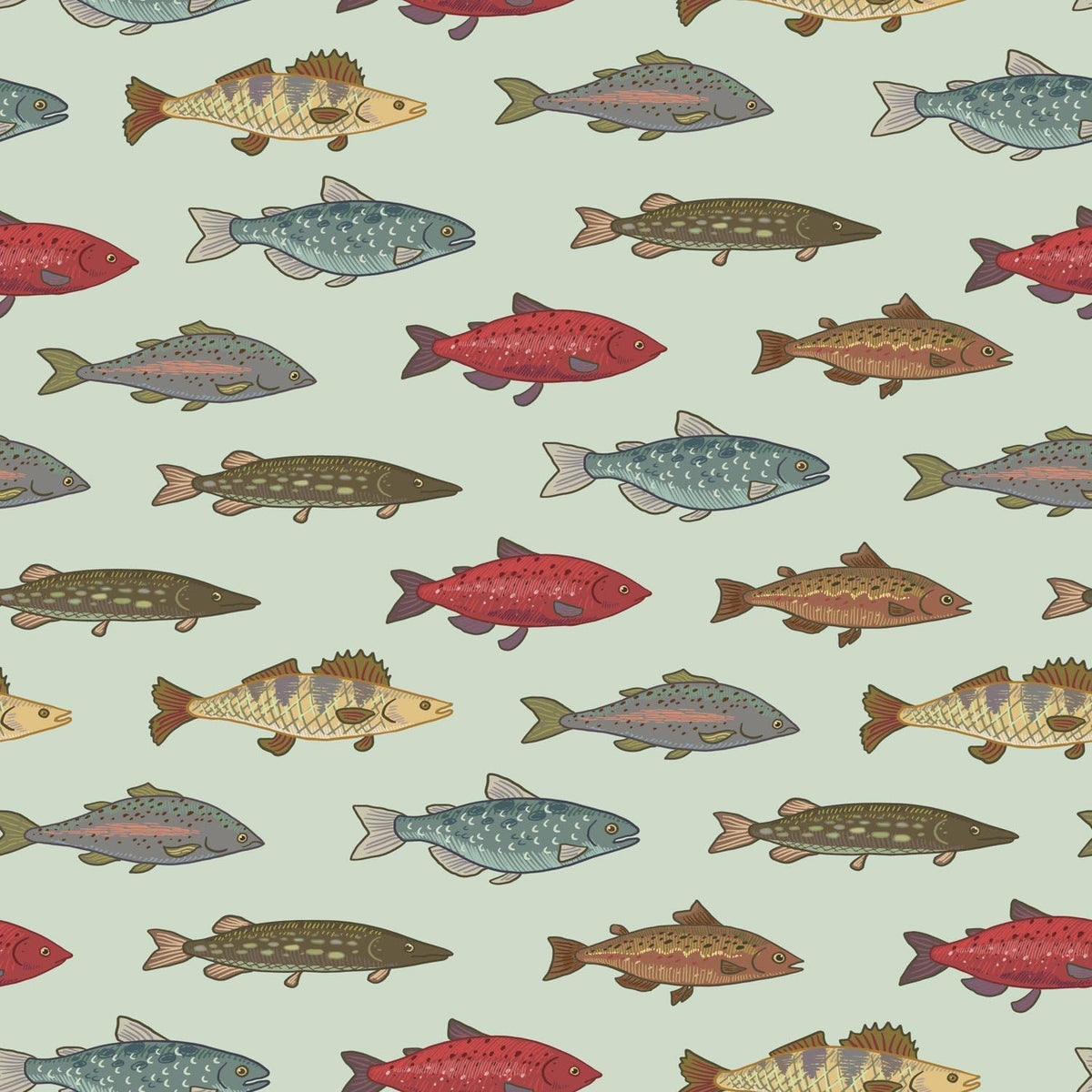 Freshwater Fish on Beige Pattern Edible Image Cake Border Strips, by Party Poppin Cake Toppin. (1 Count)