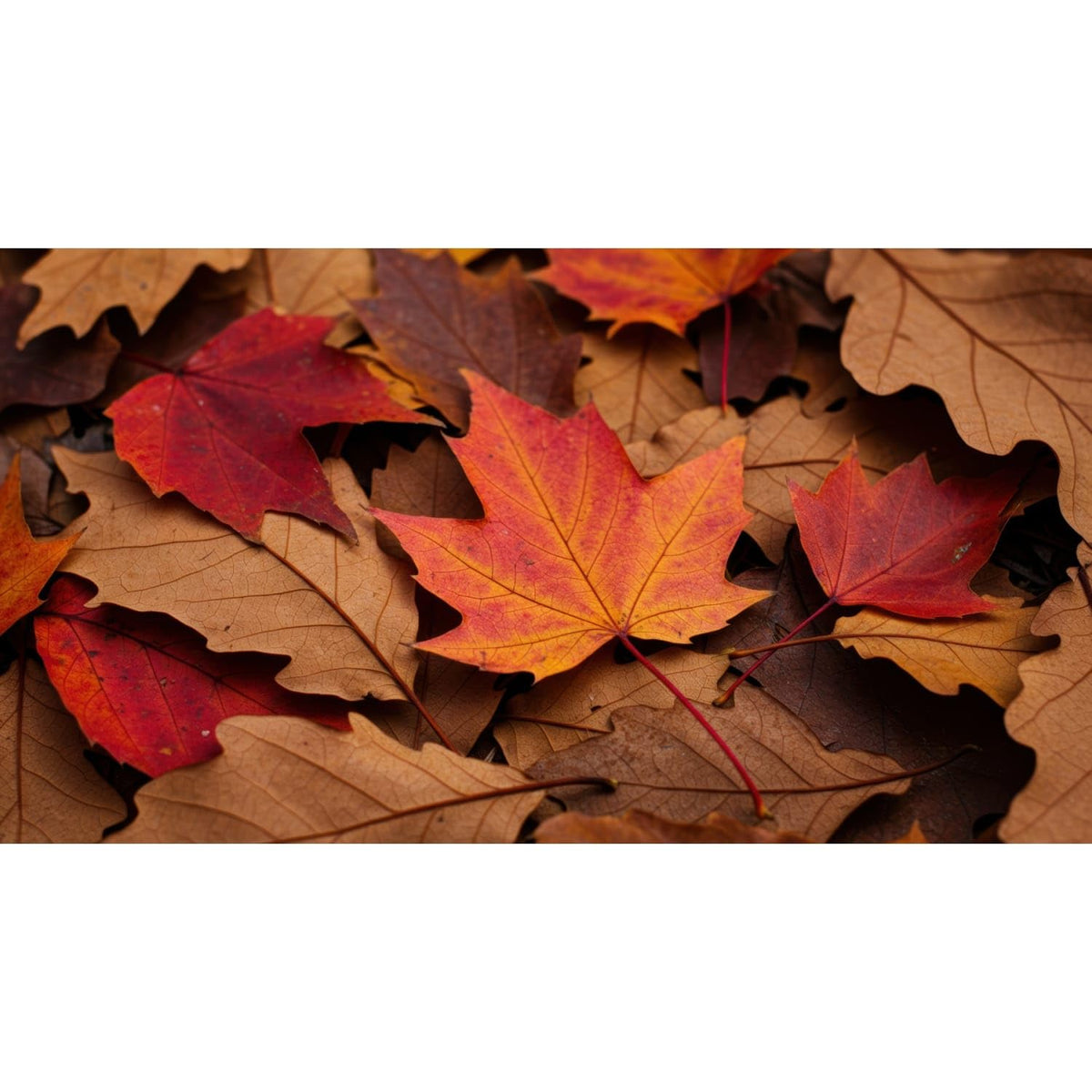 Red Maple and Brown Autumn Leaves Edible Chocolate Transfer Sheet for Chocolate Treats, 1 Count