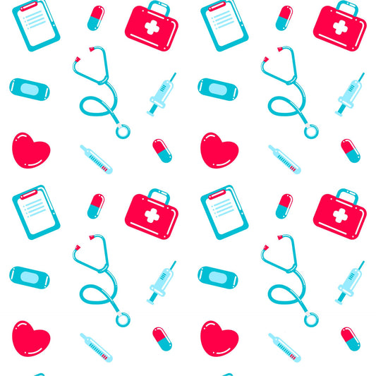 Medical Field Pattern Edible Image Photo Cake Topper For Quarter Sheet Cake