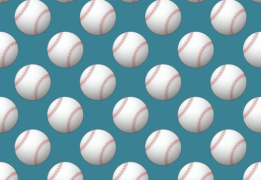 Baseballs with Blue Background Pattern Edible Image Photo Cake Topper For Quarter Sheet Cake