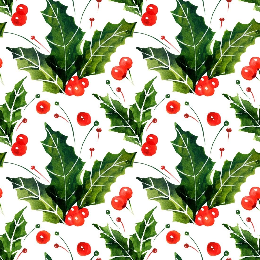Watercolor Holly Leaves and Red Berries Edible Chocolate Transfer Sheet for Chocolate Covered Strawberries and Bark, 1 Count