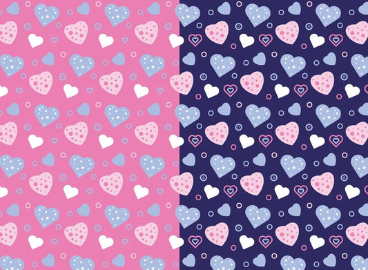 Pink, Purple & White Heart Pattern Edible Image Photo Cake Border Strips 3 Pre Cut Strips Per Sheet 2.6″ x 10.5"