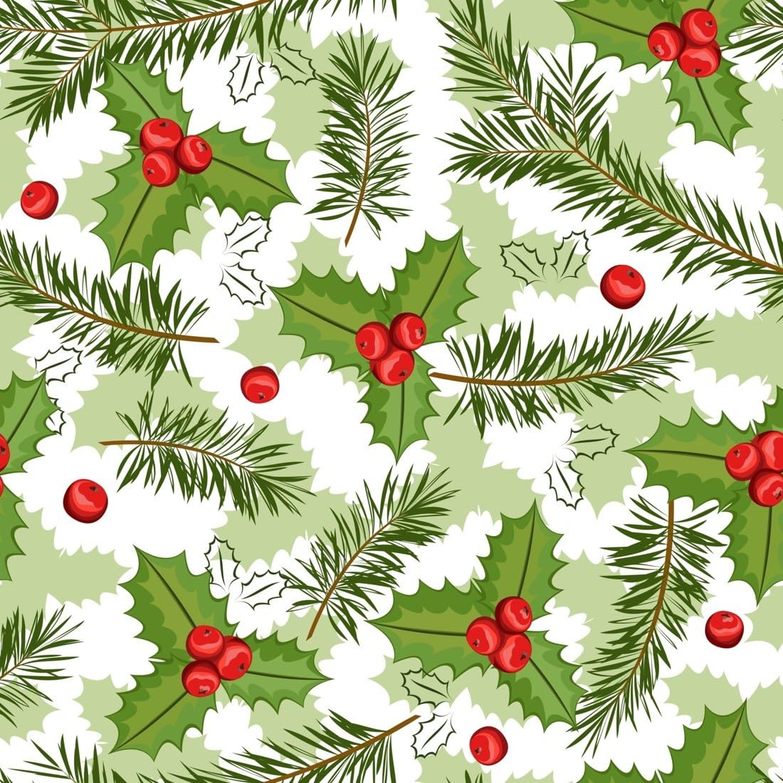 Holly Berries and Pine Branches on White Edible Chocolate Transfer Sheet for Chocolate Covered Strawberries and Bark, 1 Count