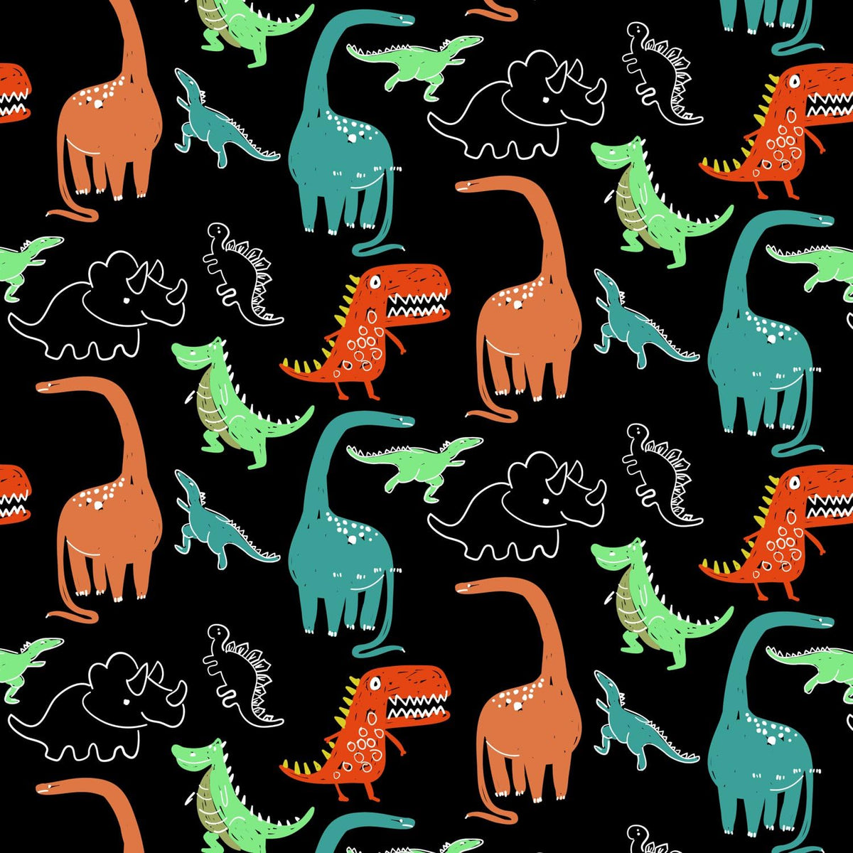 Colorful Dinosaurs on Black Pattern Edible Image Cake Border Strips, by Party Poppin Cake Toppin. (1 Count)