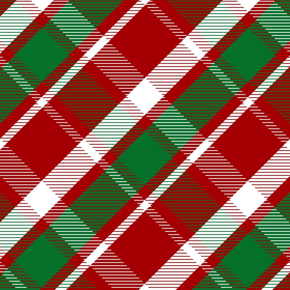 Red Green and White Diagonal Plaid Edible Chocolate Transfer Sheet for Chocolate Covered Strawberries and Bark, 1 Count