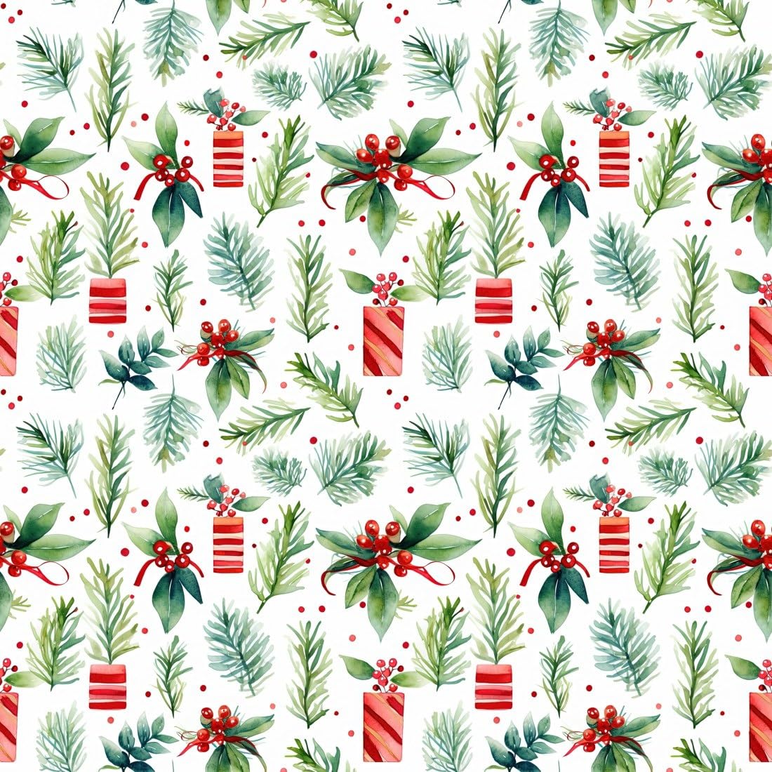 Watercolor Greenery, Berries and Red Gifts Edible Chocolate Transfer Sheet for Chocolate Covered Strawberries and Bark, 1 Count