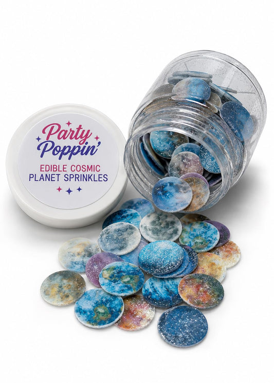 Party Poppin Cake Toppin' Miniature (0.5") Edible Wafer Paper Planets for Cakes, Cookies, Drinks, Cupcakes & More! Perfect for Outer Space Galaxy themes!