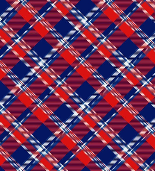 Red, White & Blue Plaid Pattern Edible Image Photo Cake Topper For Half Sheet Cake