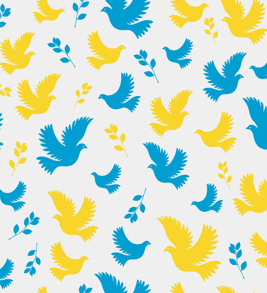 Blue, Yellow & White Doves Flying Pattern Edible Image Photo Cake Topper For Quarter Sheet Cake