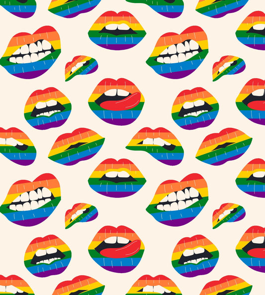 Rainbow Color Lipstick Bighting Lip Pattern Edible Image Photo Cake Border Strips 3 Pre Cut Strips Per Sheet 2.6″ x 10.5"