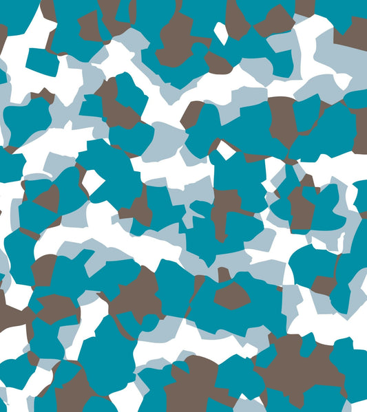 Gray, Turquoise & White Abstract Camoflauge Pattern On Edible Image Chocolate Transfer Sheet. Apply To Your Custom Chocolate Treats