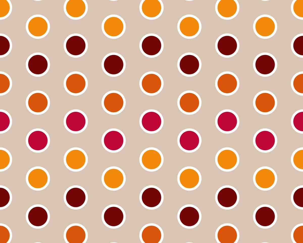 Red Orange Polka Dots on Brown Edible Cocoa Butter Transfer Sheet for Chocolate Treats, 1 Count