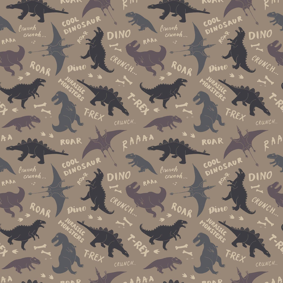 Taupe Dinosaur Silhouettes and Lettering Pattern Edible Image Cake Border Strips, by Party Poppin Cake Toppin. (1 Count)