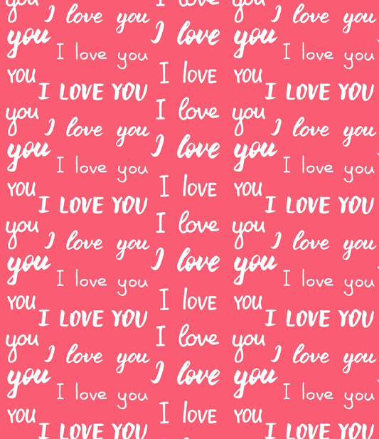Pink & White I Love You Pattern Edible Image Photo Cake Topper For Quarter Sheet Cake