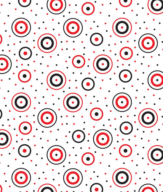 Red, White & Black Outlined Polka Dot Pattern Edible Image Photo Cake Topper For Quarter Sheet Cake
