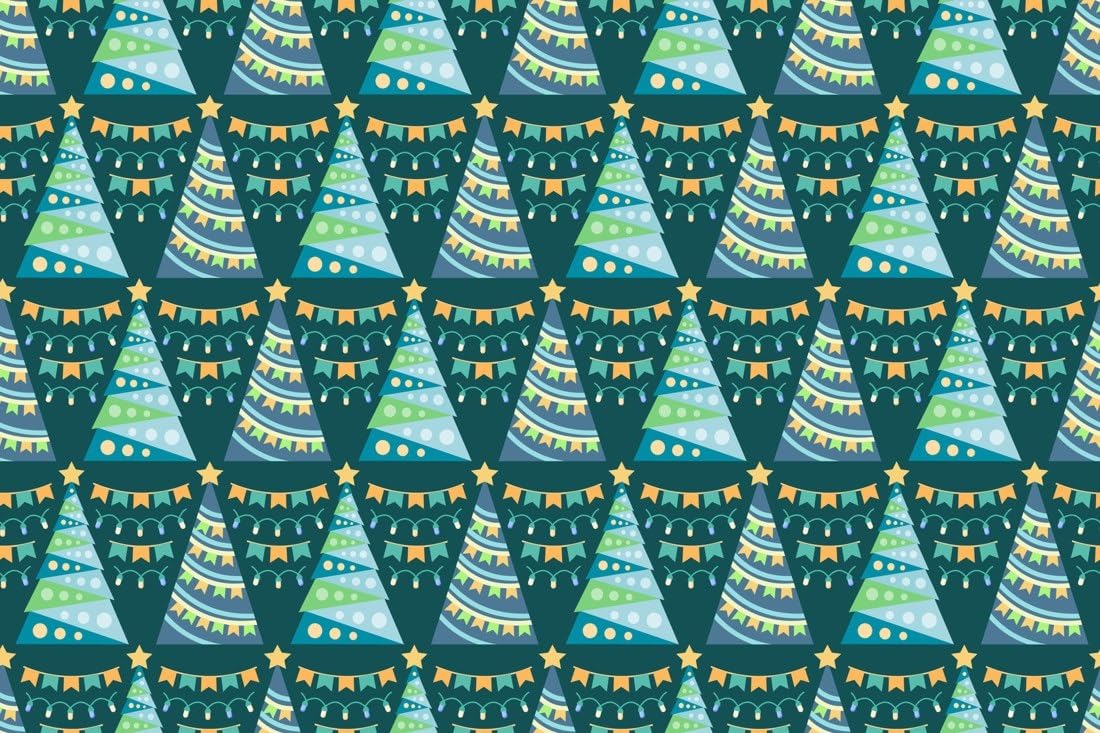 Decorative Christmas Trees on Teal Edible Cocoa Butter Transfer Sheet for Chocolate Treats, 1 Count