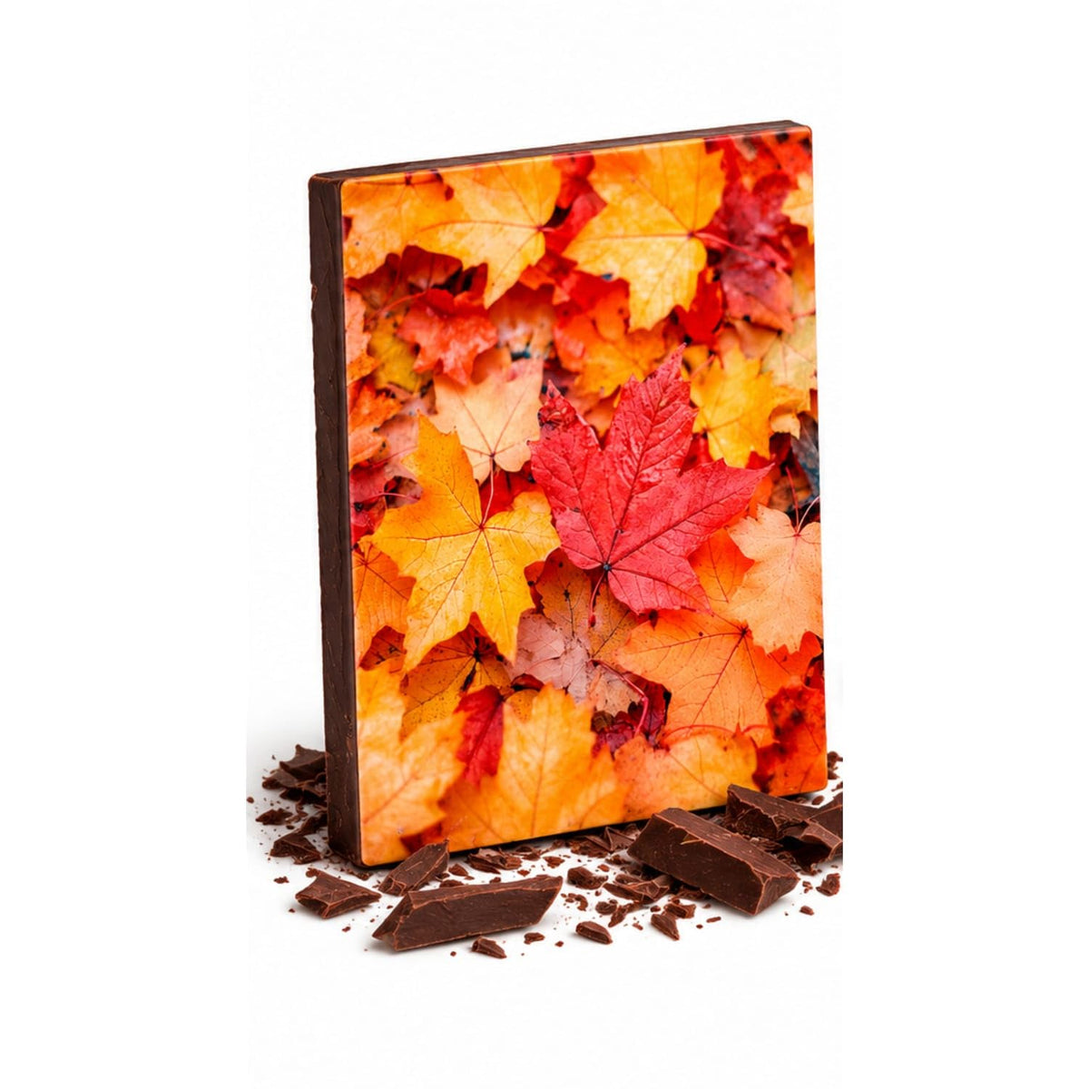 Bright Orange and Red Maple Leaves Edible Chocolate Transfer Sheet for Chocolate Treats, 1 Count