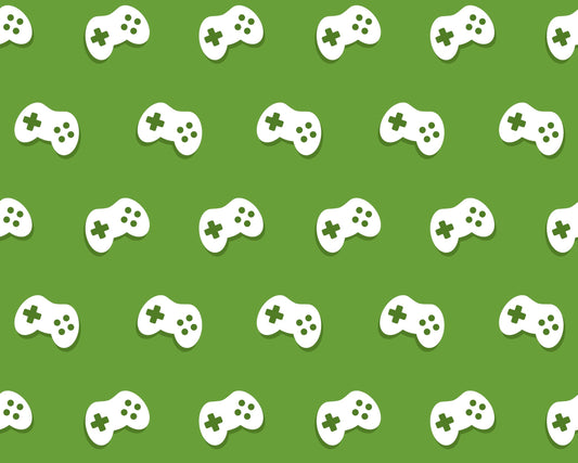 Green & White Gaming Controller Pattern Edible Image Photo Cake Topper For Quarter Sheet Cake