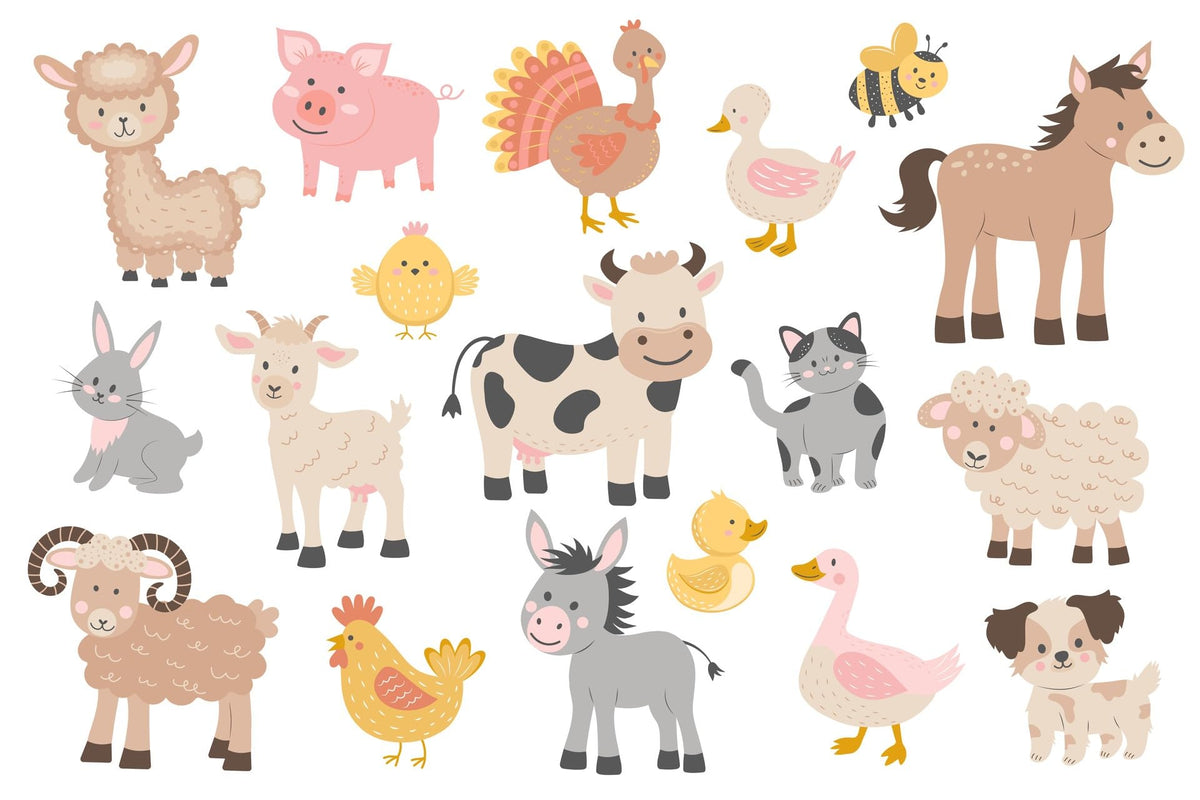 Cute Farm Animals on White Pattern Edible Chocolate Transfer Sheet, by Party Poppin Cake Toppin. (1 Count)
