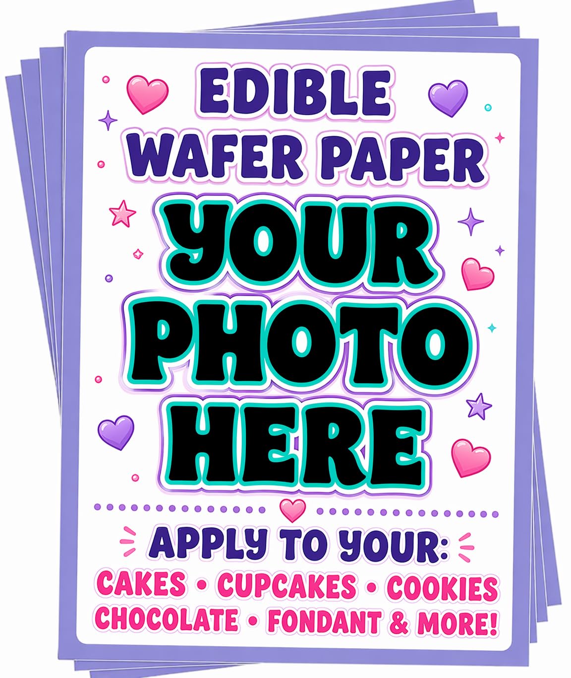 Custom Edible Image Wafer Paper Sheets – Create your Own Photo Cake Topper – Personalized Edible Wafer Sheets for Cakes, Cupcakes, Cookies, Chocolate & Dessert Decorations.