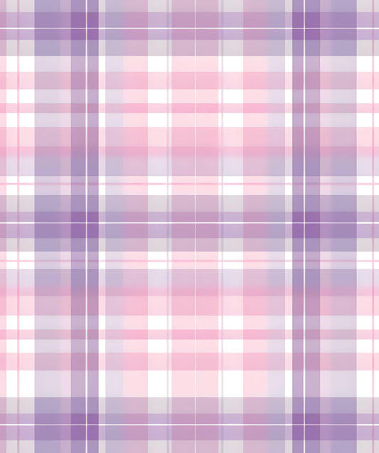 Pastel Pink, Purple & White Plaid Pattern Edible Image Photo Cake Topper For Quarter Sheet Cake