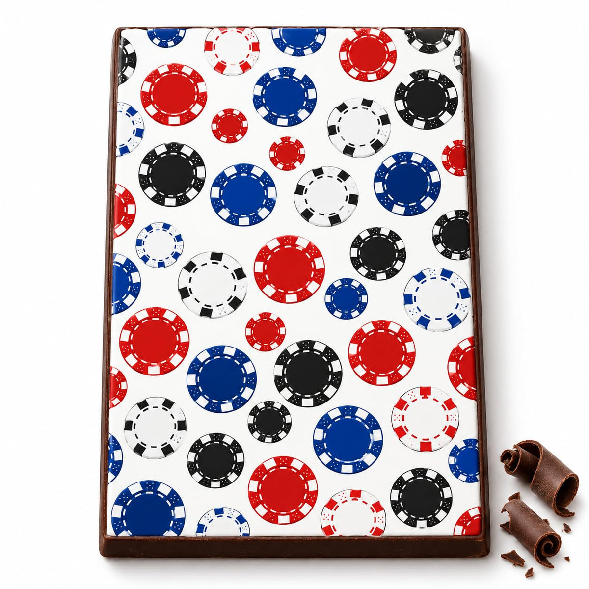 Red, Blue and Black Poker Chips Edible Image Chocolate Transfer Sheet