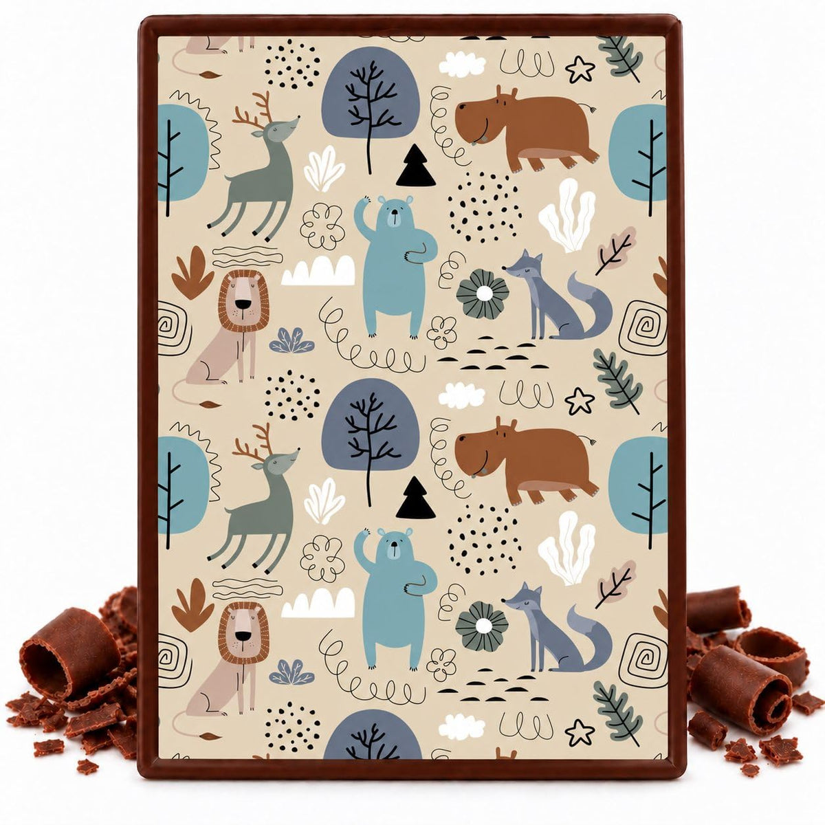 Woodland Animals and Trees Pattern Edible Chocolate Transfer Sheet, by Party Poppin Cake Toppin. (1 Count)