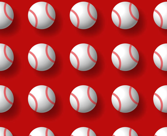 Baseballs with Red Background Pattern Edible Image Photo Cake Topper For Quarter Sheet Cake