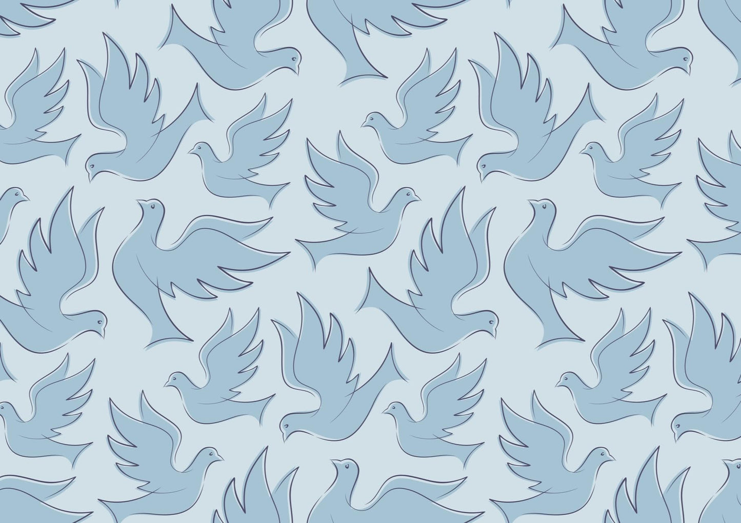 Pastel Blue Dove Pattern Edible Image Photo Cake Topper For Quarter Sheet Cake