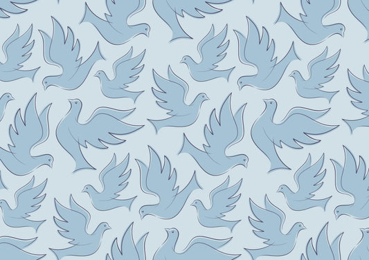 Pastel Blue Dove Pattern Edible Image Photo Cake Topper For Half Sheet Cake