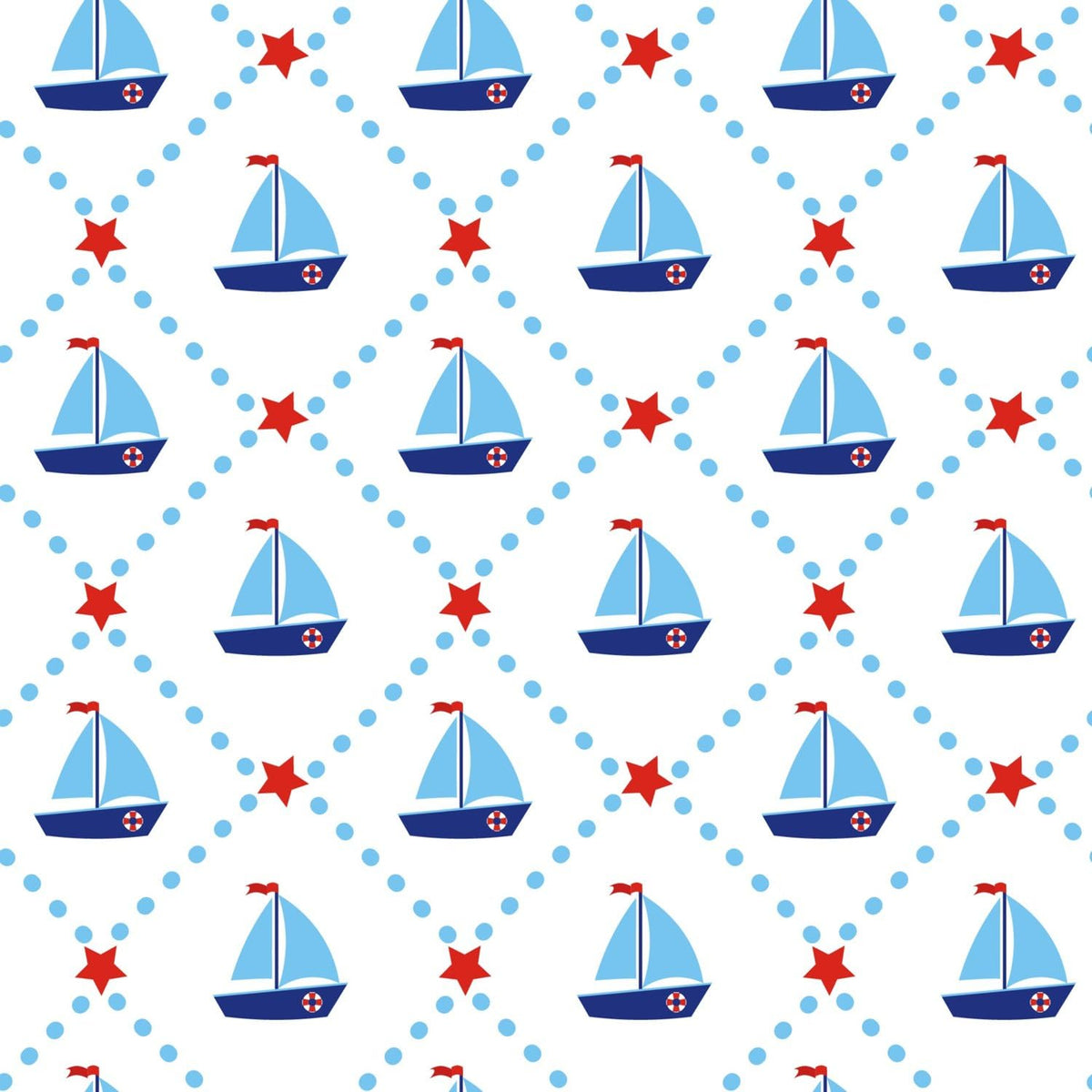 Blue Sailboats and Red Stars Diamond Pattern Edible Chocolate Transfer Sheet, by Party Poppin Cake Toppin. (1 Count)