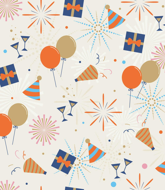 Celebration Martini Glasses, Balloons & Confetti Pattern Edible Image Photo Cake Topper For Quarter Sheet Cake