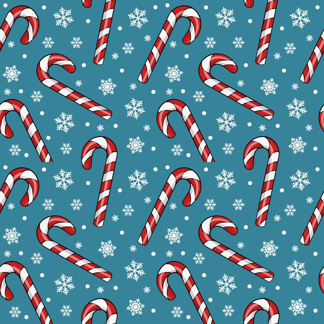 Candy Canes and Santa Hats on Blue Edible Cocoa Butter Transfer Sheet for Chocolate Treats, 1 Count