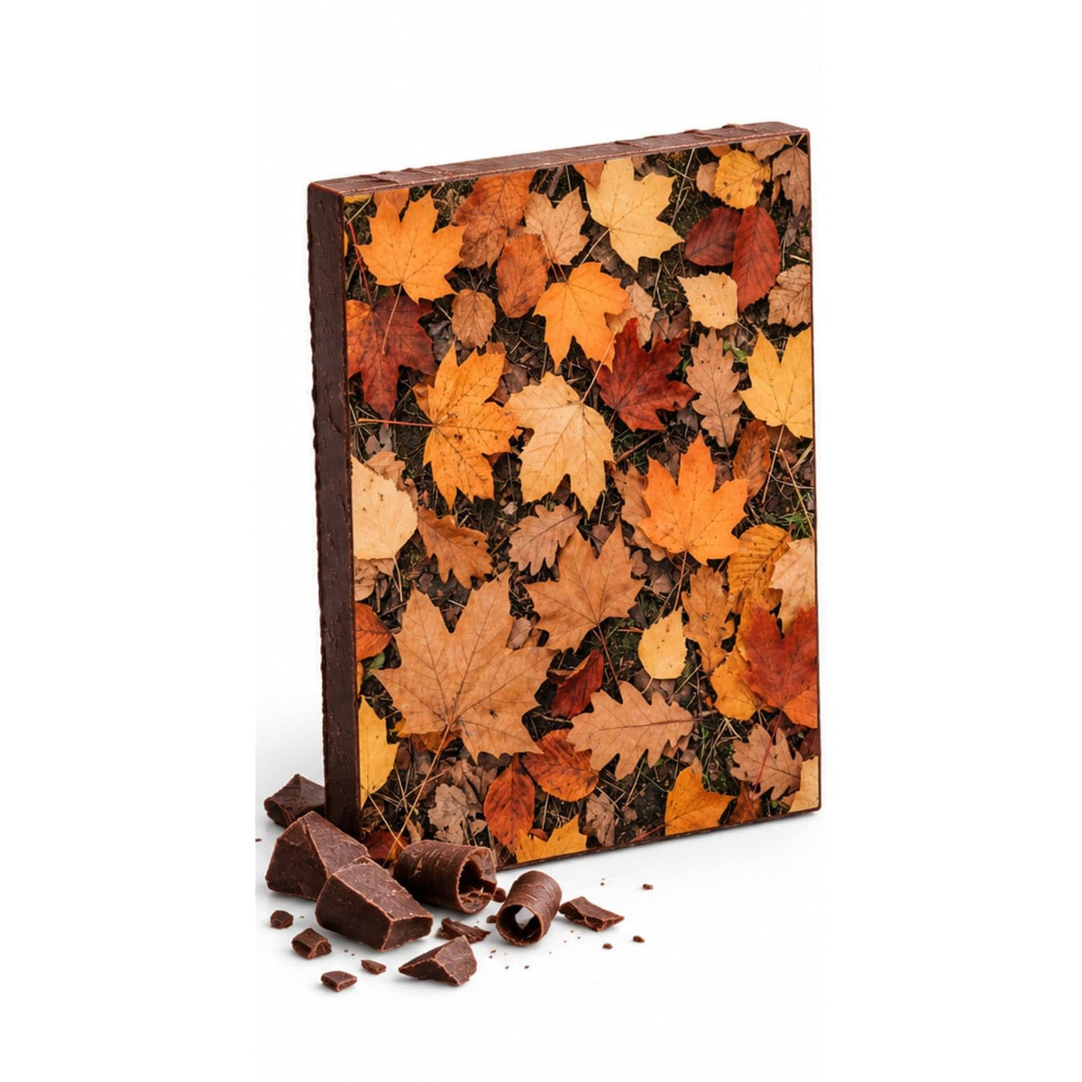 Dry Orange and Brown Autumn Leaves Edible Chocolate Transfer Sheet for Chocolate Treats, 1 Count
