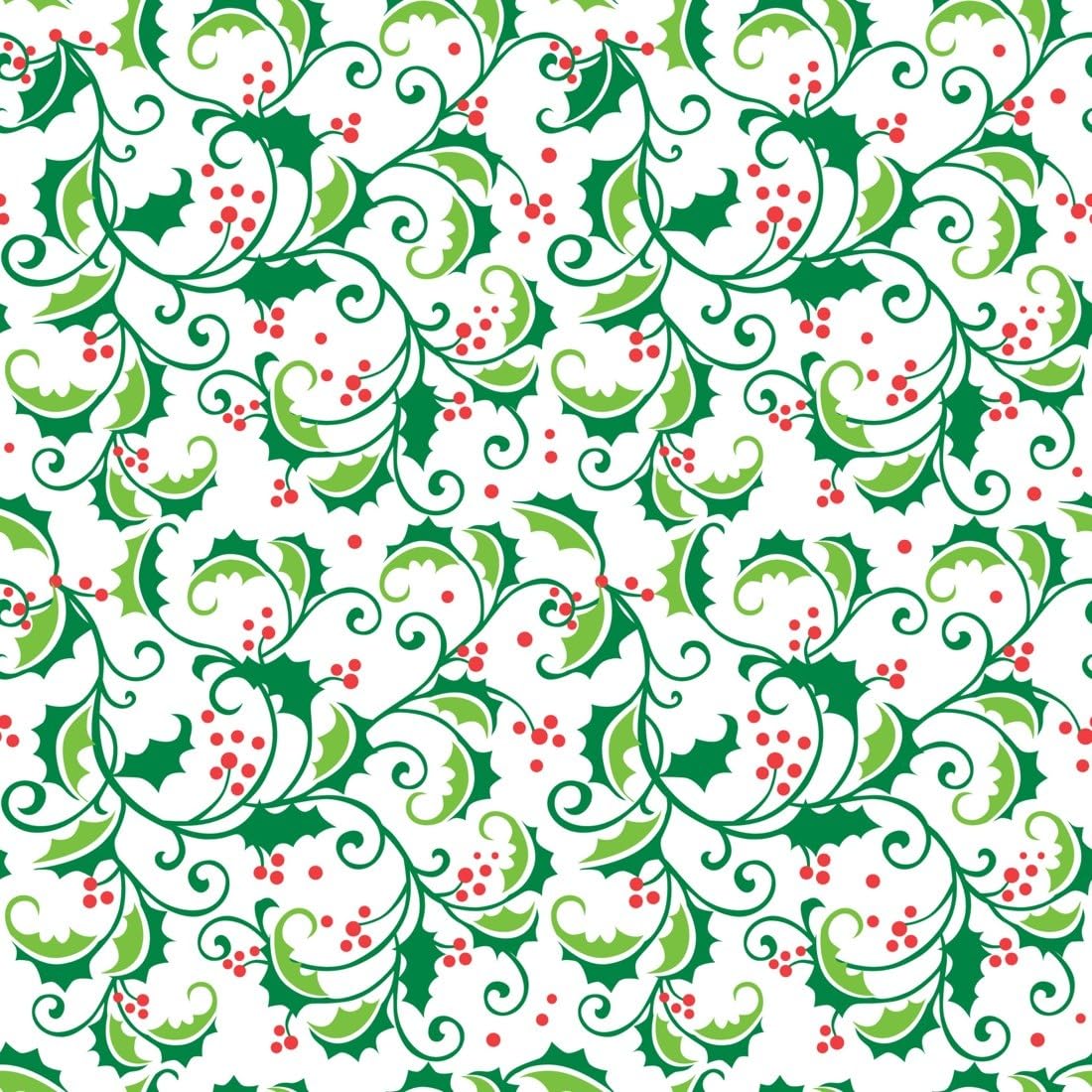 Swirling Green Holly and Red Berries Edible Chocolate Transfer Sheet for Chocolate Covered Strawberries and Bark, 1 Count