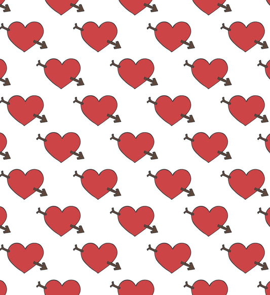 Red Hearts With Arrows Pattern Edible Image Photo Cake Topper For Half Sheet Cake