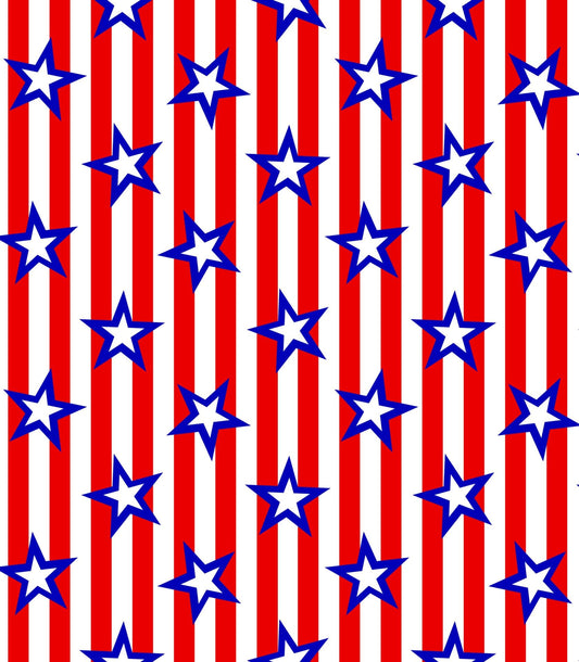 Red, White & Blue Stars & Stripes Pattern Edible Image Photo Cake Topper For Half Sheet Cake