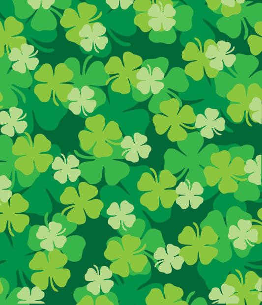 Multi Shades of Green 4 Leaf Clover Pattern On Edible Image Chocolate Transfer Sheet. Apply To Your Custom Chocolate Treats