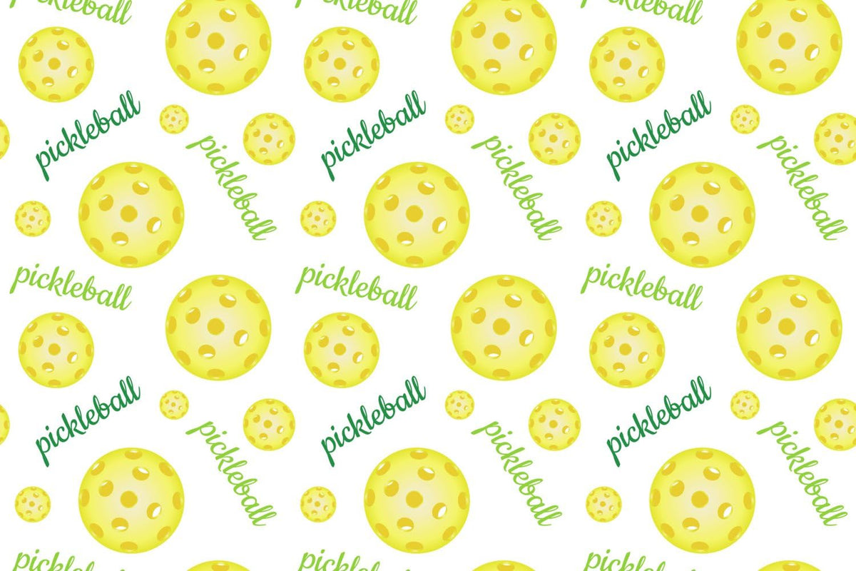 Yellow Pickleballs and Green Lettering Pattern Edible Image Cake Border Strips, by Party Poppin Cake Toppin. (1 Count)