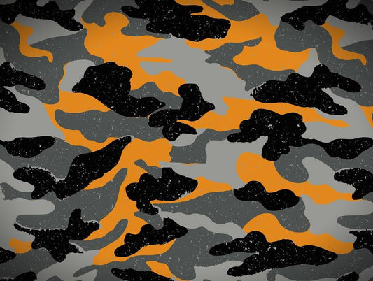 Black, Orange & Gray Camoflauge Pattern On Edible Image Chocolate Transfer Sheet. Apply To Your Custom Chocolate Treats