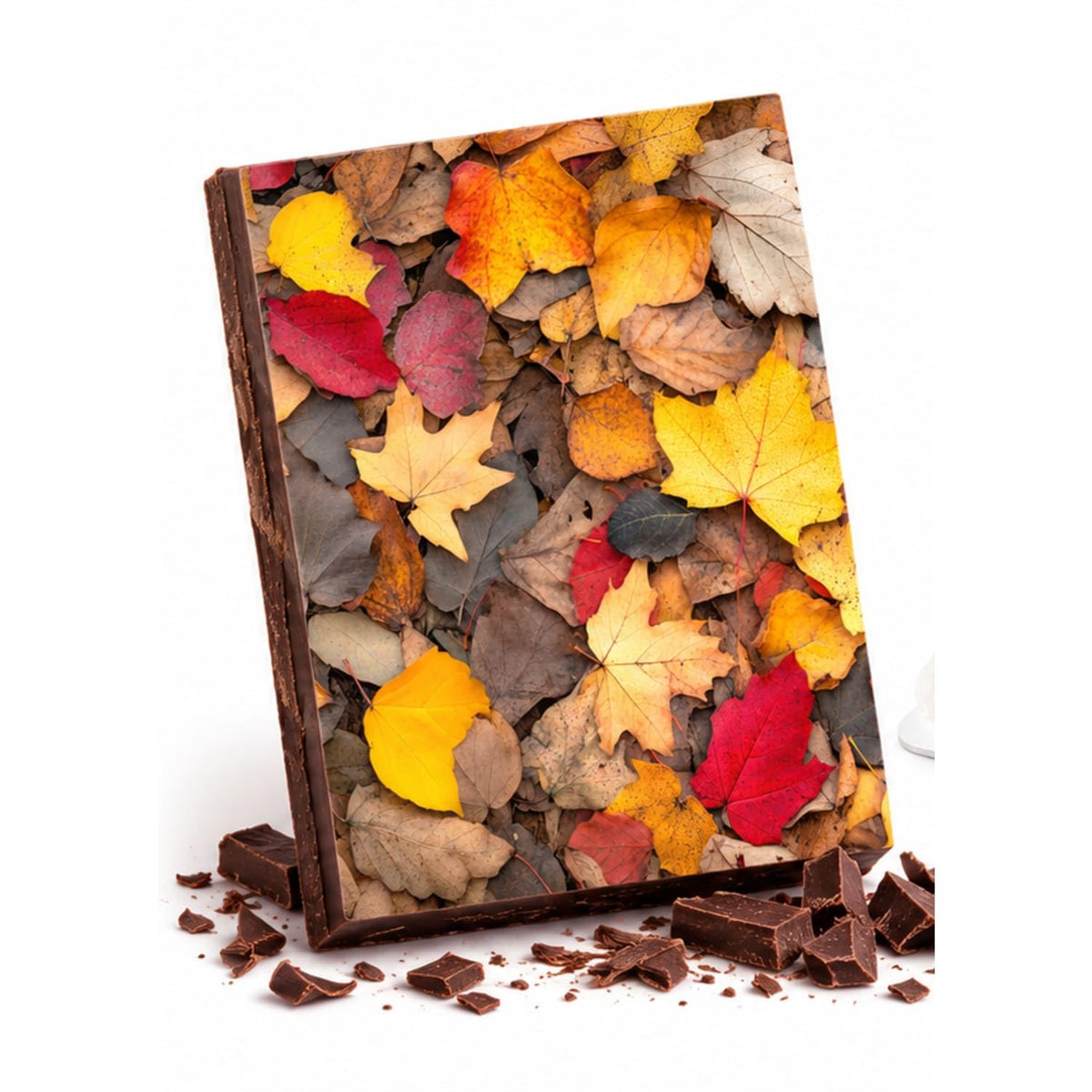 Mixed Yellow Red and Brown Autumn Leaves Edible Chocolate Transfer Sheet for Chocolate Treats, 1 Count