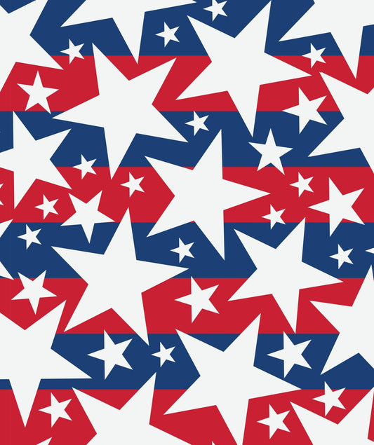 Red, White & Blue Stars Pattern Edible Image Photo Cake Topper For Quarter Sheet Cake