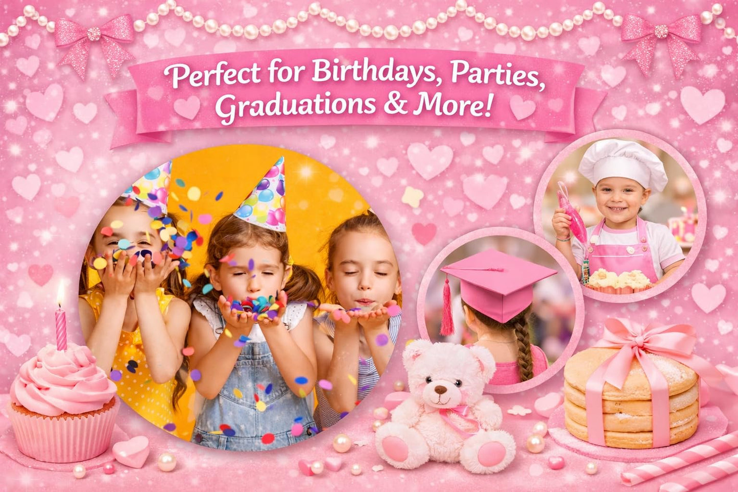 Happy New Year Celebration Fireworks, Confetti & Christmas Wreath Edible Image Photo Cake Topper For Half Sheet Cake