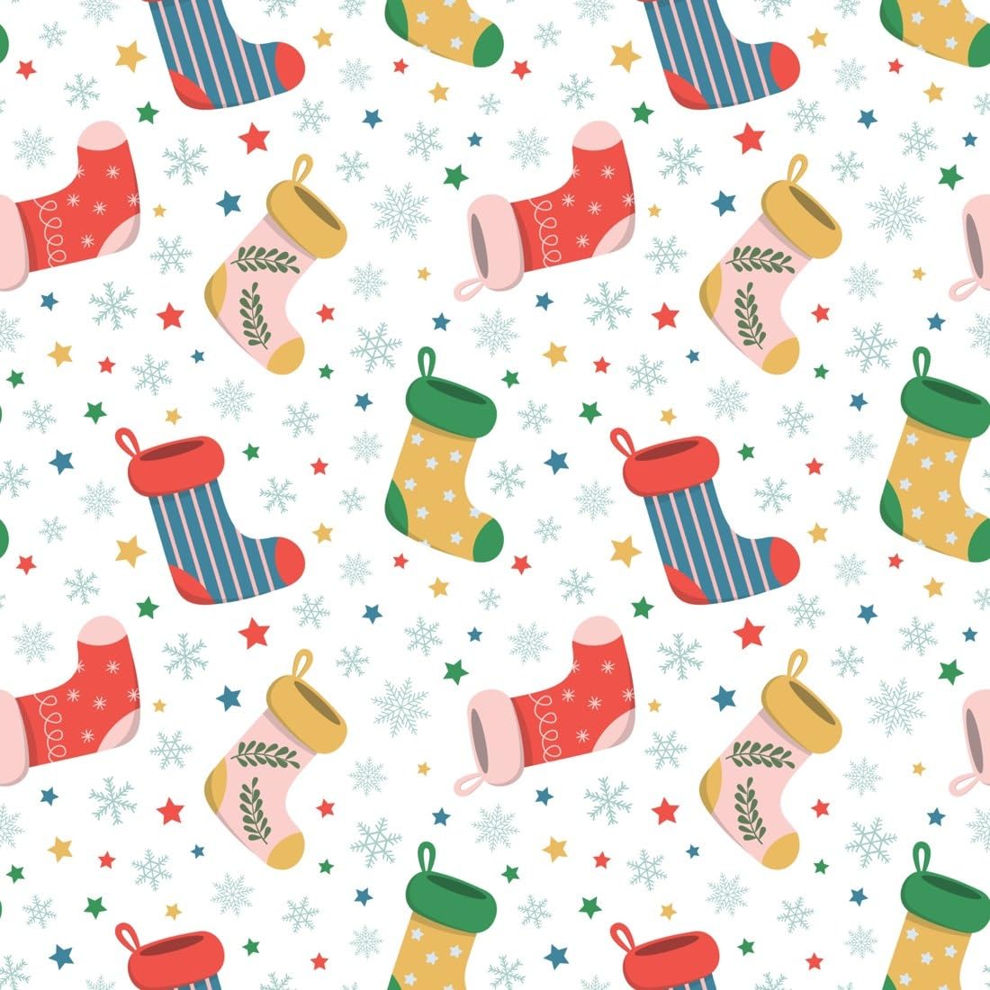 Colorful Christmas Stockings on White Edible Cocoa Butter Transfer Sheet for Chocolate Treats, 1 Count