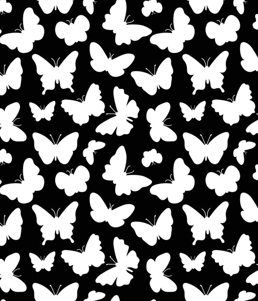 Black & White Butterfly Pattern Edible Image Photo Cake Topper For Quarter Sheet Cake