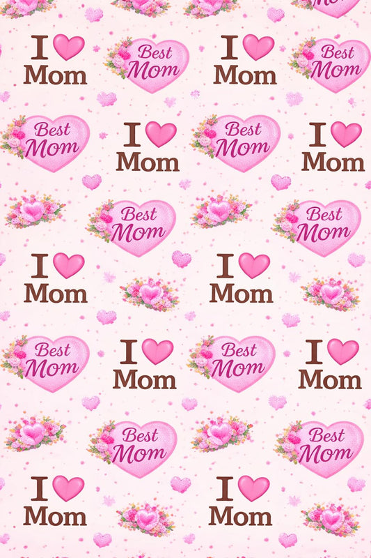 Best Mom I Love Mom Pattern Edible Image Photo Cake Topper For Half Sheet Cake